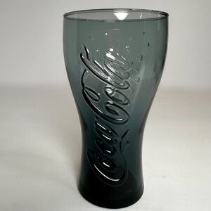 Coca-Cola Embossed Glass | Smoky Grey Coke Cup | Collectible Drinkware